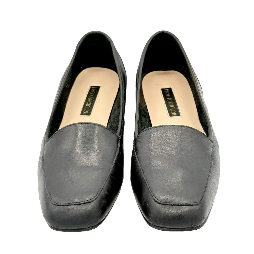 Enzo Angiolini Liberty Black Leather Slip On Loafers Square Toe Flats size 8M - Picture 3 of 9